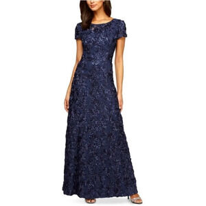 NWT ALEX EVENINGS Rosette A-Line Gown - size 6